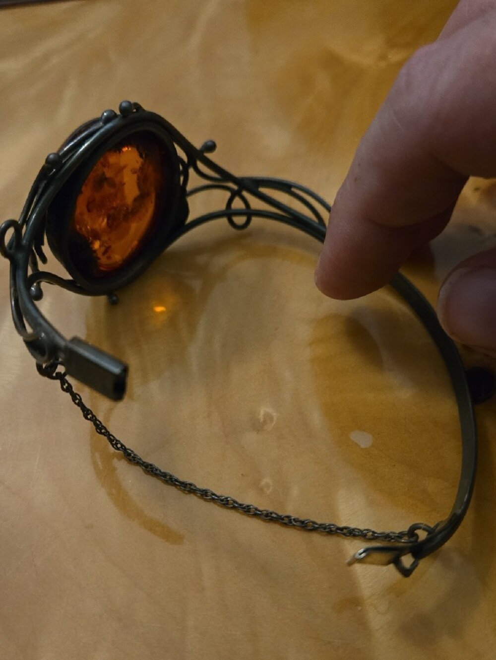 Amber Cabochon Statement Bangle - Women's Jewelry - Picture 3 of 6